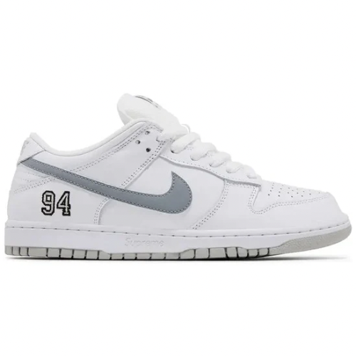 Supreme x Nike Dunk Low SB 'White Metallic Silver'