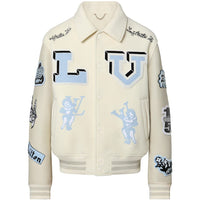 Louis Vuitton Multi-Patches Mixed Leather Varsity Blouson Milky White